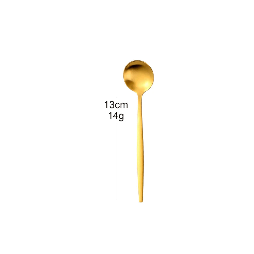 5/6 Pieces Gold Stirring Teaspoons Stainless Steel Mini Coffee Spoon Set Ice Cream Cake Dessert Spoon Mirror Kitchen Utensils