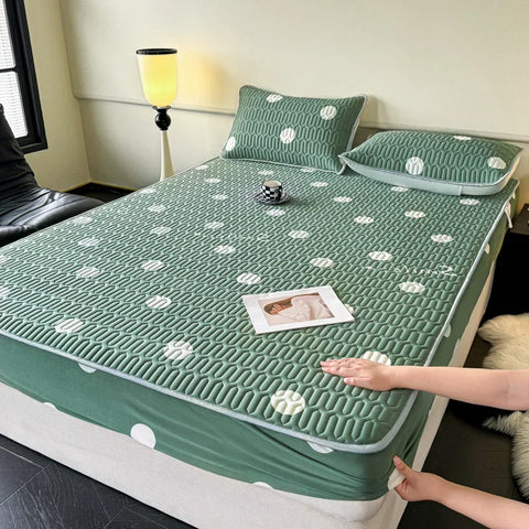 Natural Latex Thicked Summer Cooling Mat for Bed Soft Cool Feeling Fitted Sheet and Pillowcase Matress Cover Grade A Summer Mats