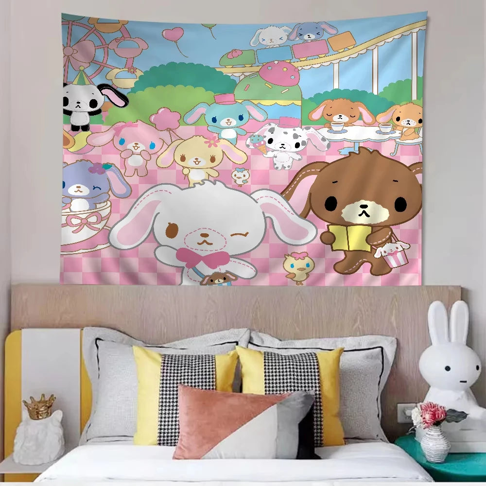 Sanrios Cinnamoroll Kawaii Cartoon Tapestry for Kids Girl Gift Korean Room Decoration Wall Hanging Bedroom Home Dorm Tapestry