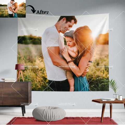Custom Tapestry Wall Hanging Room Decor Aesthetic Personalized Tapestry Boho Hippie DIY Tapestries Party Backdrop Home Decor