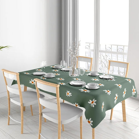 Green Floral Tablecloth Decoration Modern Dining Room Linens Home Decor for Kitchen Living Area