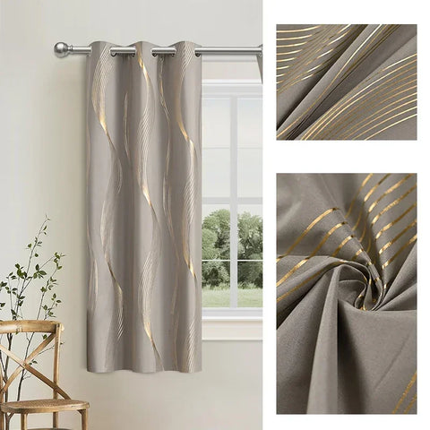 1pc/2pcs 100% Blackout Curtains, Luxury Marble and Wave Pattern Privacy Curtain for Living Room, Bedroom, Home Decor Grommet Top