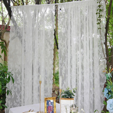 1pc Romantic Lace Sheer Curtain, Flower Lace Window Curtains for Living Room Bedroom Home Decor, Window Screening Rod Pocket