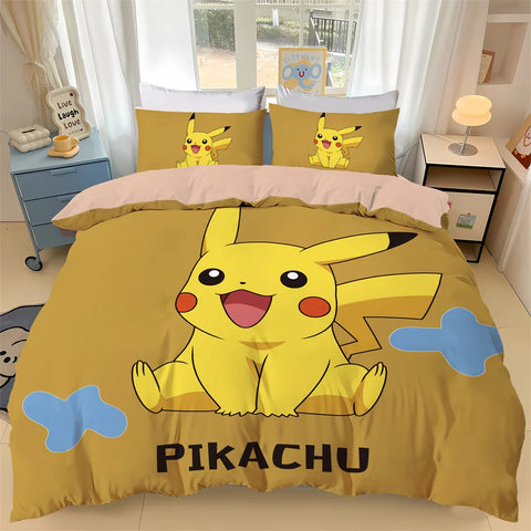 3D Printed P-Pokemon Bedding Sets Cartoon P-Pikachu Gengar Duvet Cover Pillowcase 2-3 Pieces Children Quilt Cover Gift To Family