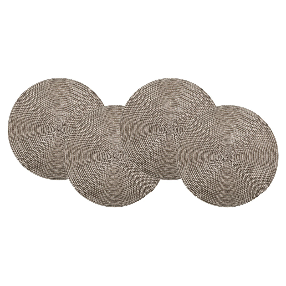 Round Braided Placemats Set of 4 Washable PP Heat Resistant 38cm Table Place Mat for Kitchen Xmas Dining Table Party Decor