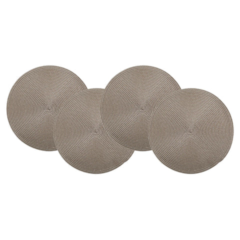 Round Braided Placemats Set of 4 Washable PP Heat Resistant 38cm Table Place Mat for Kitchen Xmas Dining Table Party Decor
