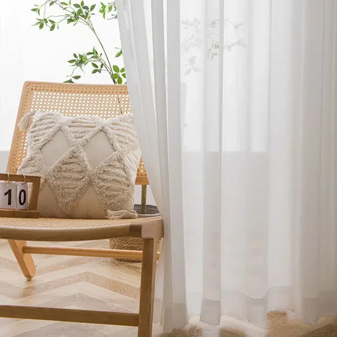 High Quality Solid White Tulle Curtains for Living Room Cream Decoration Beige Window Sheer Voile Modern Bedroom Chiffon Decor