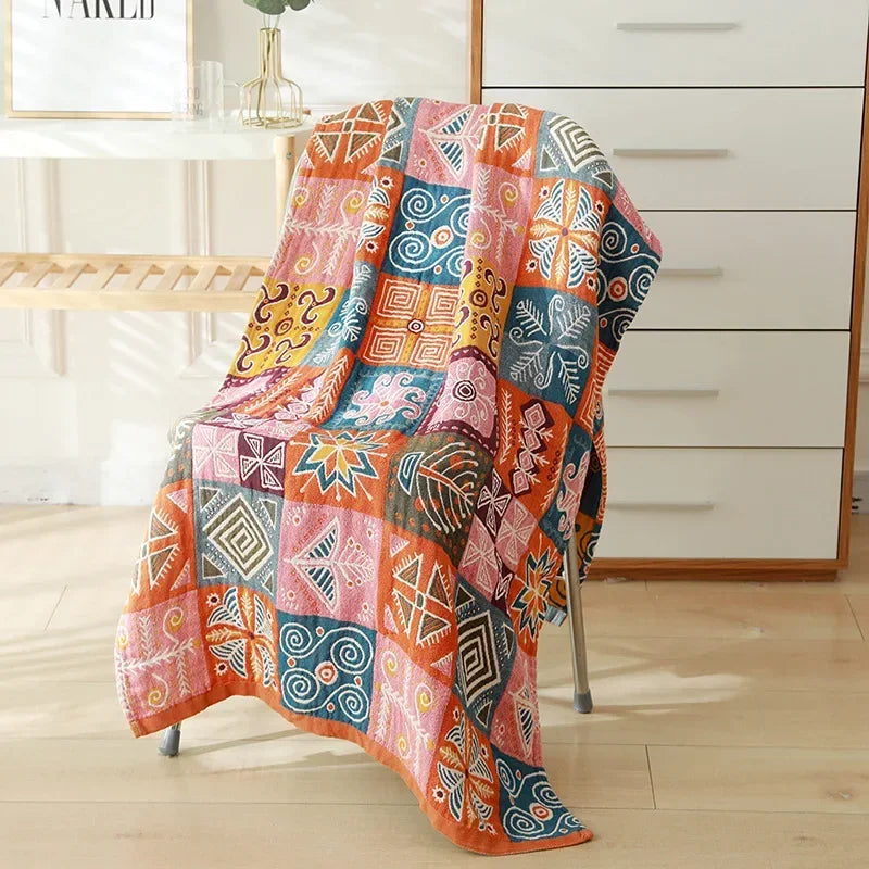 Nordic 21 Styles New Bohemian Floral Printing Adult Soft Absorbent Cotton Gauze Beach Bath Towel Bathroom Accessories 80×160CM