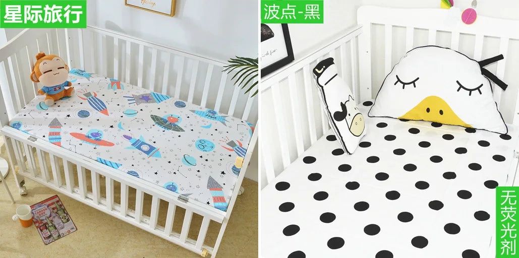 51x28inch(130x70 cm) Newborn Baby Fitted Crib Sheets Cartoon Print Bed Sheet Baby Bed Mattress Covers for Unisex Baby Boys Girls