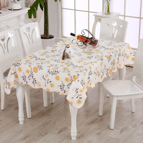 1pcs PEVA Waterproof Oilproof Tablecloth Washable Fabric For Dining Table Kitchen Decor Beautiful Flower Pattern Table Cloth