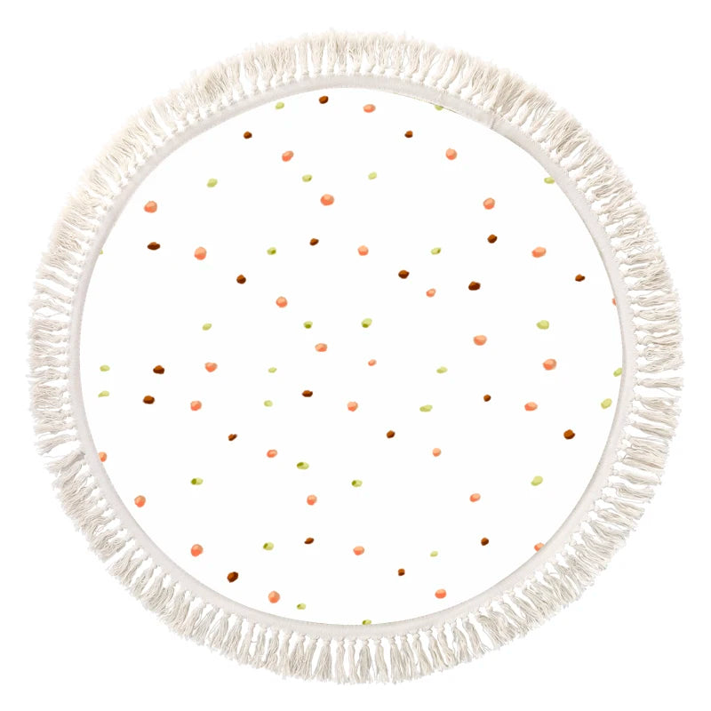 Cute Round Rug Bedroom Tassel Carpet Mat Bedside Kids Room Ddecoration Cartoon Floor Mats Home Soft Machine Washable Area Rugs