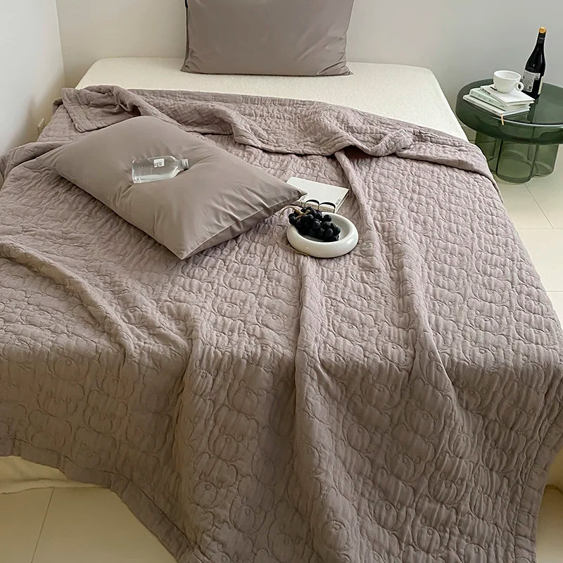 100% Cotton Duvet Quilted Quilts Single/Queen Size Comforter Summer Blanket High Quality Bedspread 여름이불(No Pillowcase)