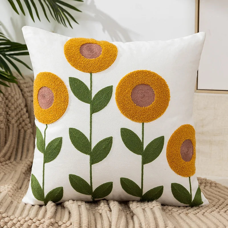 наволочки новог Cushion Cover Daisy Yellow Floral Geometric 45x45/30x50cm Blue Embroidery Soft Cozy Pillow Cover for Living Room