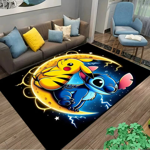 MINISO PIkachu Pokemon Anime Themed Carpet for Living Room Bedroom Kid's Room NonSlip Playmat Balcony Lounge Sofa Rug Gift Idel