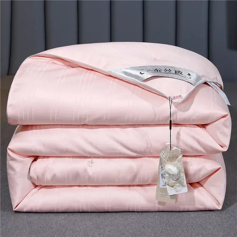 100% Mulberry Silk Quilt Healthy Beauty Handwork Silk Comforters Duvet Silk Filled Double Queen King Quilt 1PCS Durable Bedding