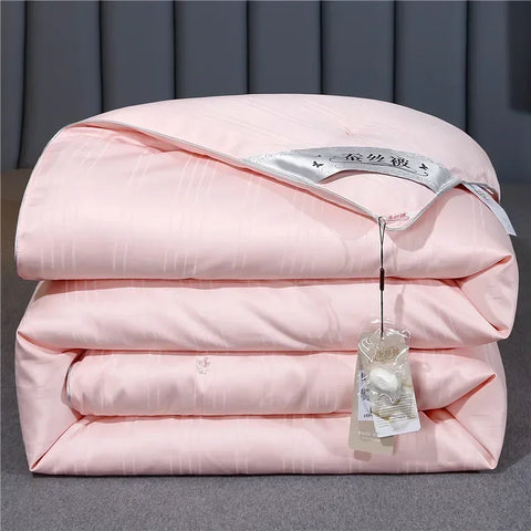 100% Mulberry Silk Quilt Healthy Beauty Handwork Silk Comforters Duvet Silk Filled Double Queen King Quilt 1PCS Durable Bedding