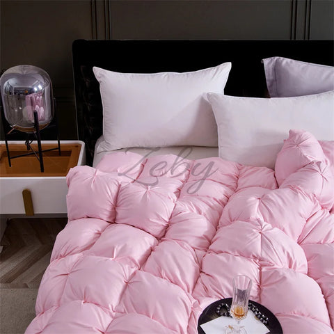 High Grade 100% White Goose Down Quilt Winter Warm Feather Duvet Queen King Cozy Lightweight 3D Bread Comforter Pinch Pleated