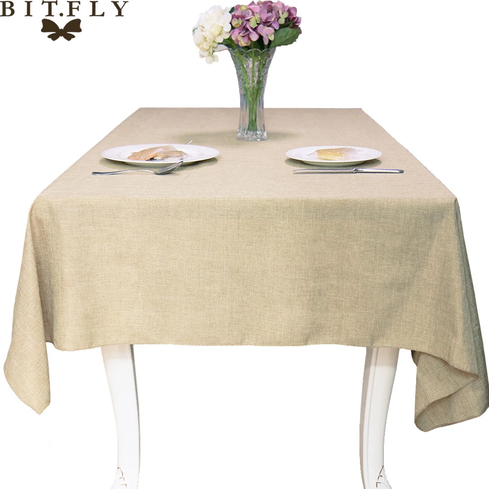 Imitated Linen Tablecloth for Kitchen, Rectangular Table Cover, Tea Cloth, Coffee Table, Living Room, Gray, Khaki