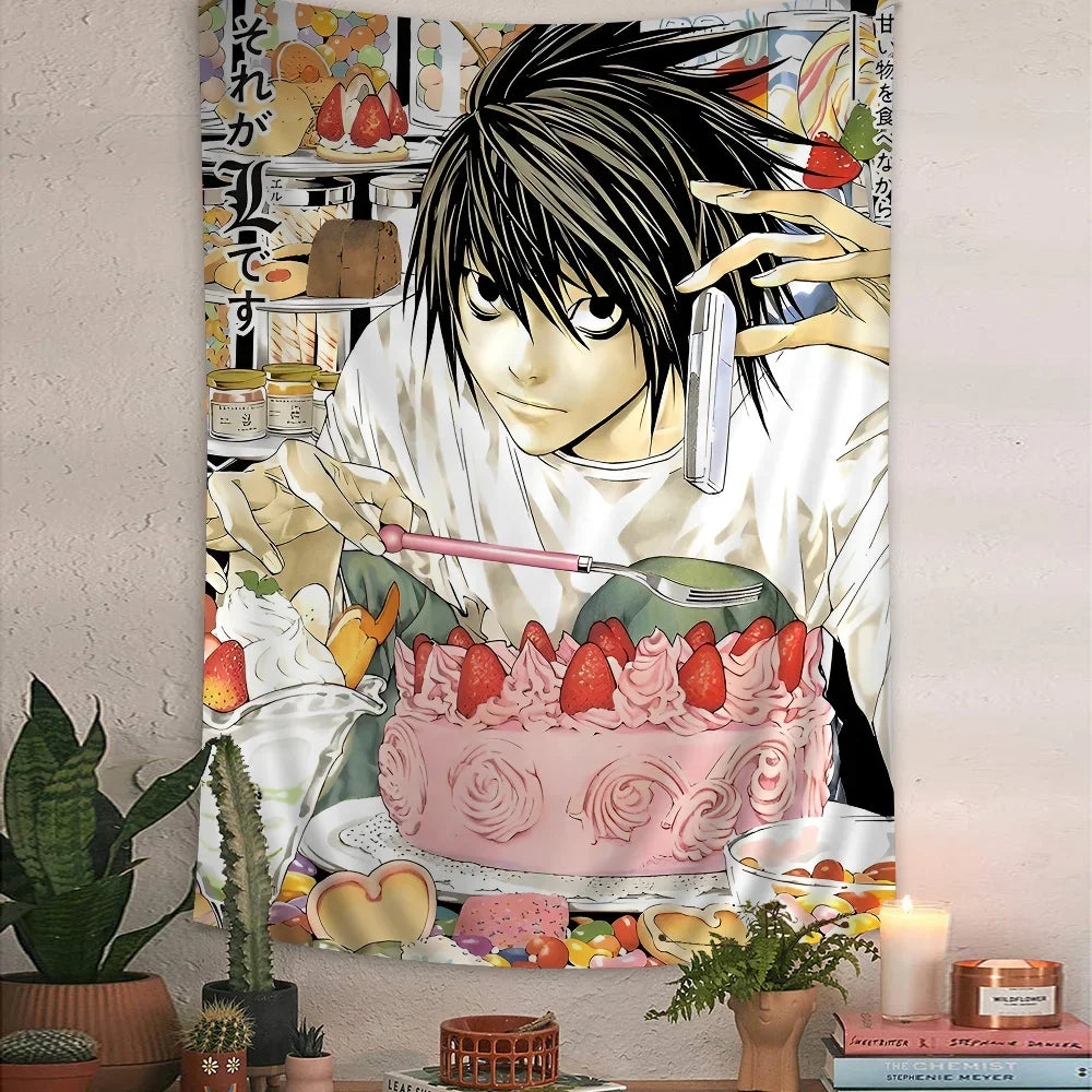 Anime Death Note DN L Colorful Tapestry Wall Hanging Bohemian Wall Tapestries Mandala Wall Hanging Sheets