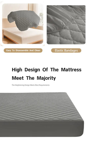 1PC Thicken Solid Color Checked Mattress Cover,Cotton-padded Breathable,Dust Proof,All SeasonsSuitable For The Bedroom,