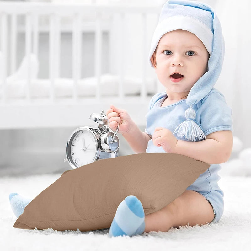 Muslin Toddler Pillowcase 100% Cotton Toddler Pillow Case Cover Soft Breathable Travel Baby Pillow Covers Envelope Closure 2PCS