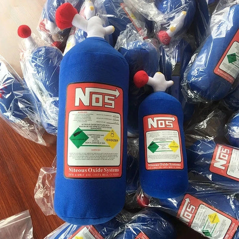 Creative NOS Nitrous Oxide Bottle New Plush Toys Pillow Stuffed Soft Turbo JDM Cushion Boy Gifts Car Decor Backrest Decoration