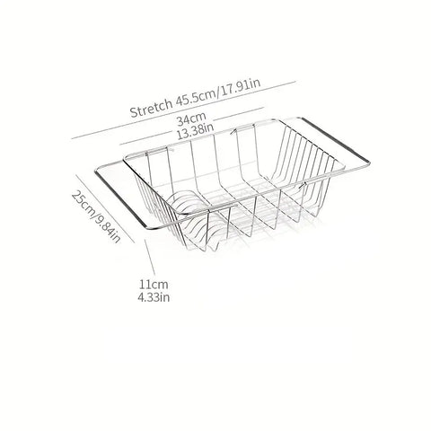 1pc Retractable Sink Drain Rack Sink Dish Drain Rack Expandable  Adjustable Vegetable Fruit Washing Basket Kitchen Accessories