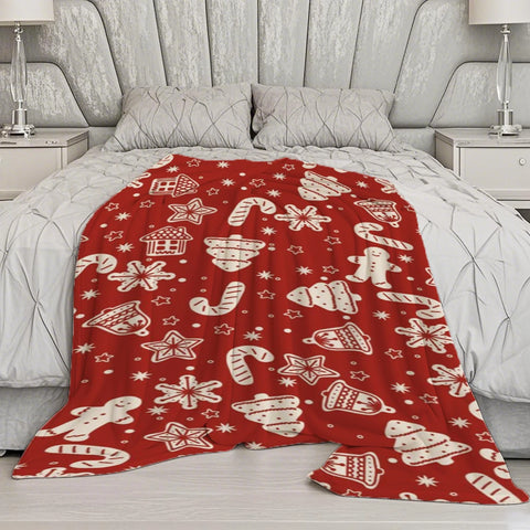 Christmas Pattern Blanket Microfiber Flannel Cover Blanket Bedroom Living Room Sofa Soft And Comfortable Home Decoration