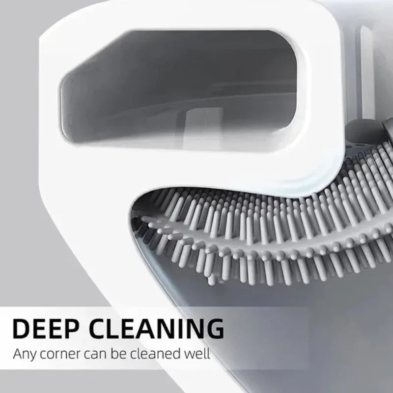 Wall Mounted Toilet Brush Replacement Long Handled Silicone Toilet Brushes Quick Drying Soft Bristles Toilet Bidet Bathroom Set