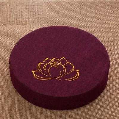 Yoga Meditation Cushion Round Thickened Embroidered Lotus Cushion with Backrest and Pillow 40*6cm Tatami Is Removable Washable