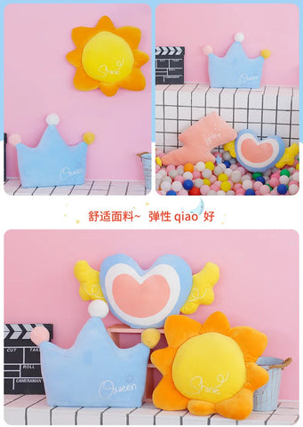 Stuffed Rainbow Cushion Girly Room Decor Moon Lightning Pillow Bay Window Lovely Weather Setting for Kids Bedroom Seat Pillow