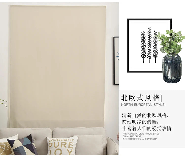 Convenient No Drilling 99% Blackout Bedroom Bay Windows Modrn Short Curtains for Living Room Blinds Easy Install Door Kitchen