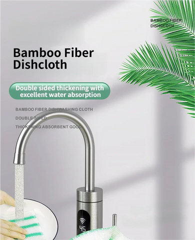 Bamboo Fiber Kitchen Towels, Double-Layer Thick Dish Cloths, Oil-Resistant & Highly Absorbent, Lint-Free Cleaning Rags for Dishe