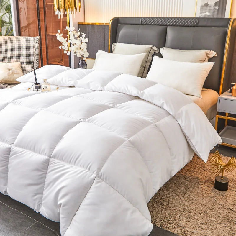 Solid White Goose Down Like Duvet Fluffy Quilted Comforter Comfortable Warm Winter/Autumn Thick Blanket 150*200cm Quilt Core