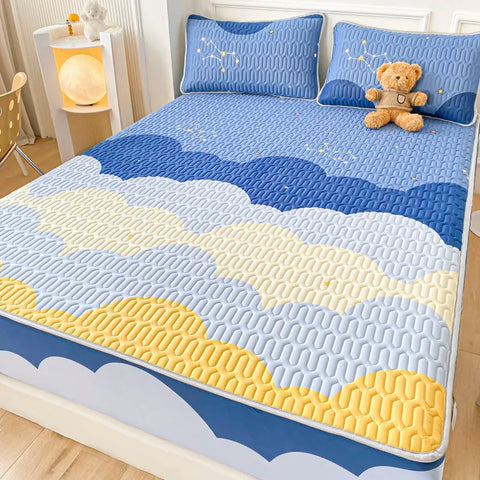 Natural Latex Thicked Summer Cooling Mat for Bed Soft Cool Feeling Fitted Sheet and Pillowcase Matress Cover Grade A Summer Mats