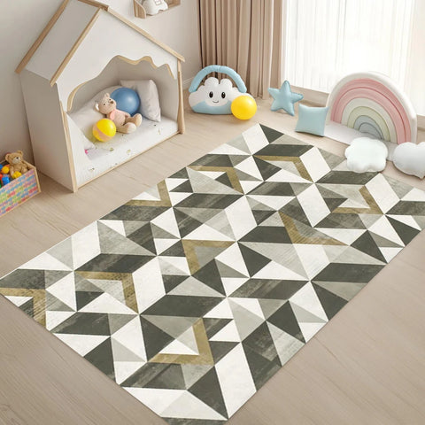 Modern Geometric Pattern Carpet Mat Rug Triangle Circle Square Design Home Decoration for Living Room Kids Room Rugs for Bedroom