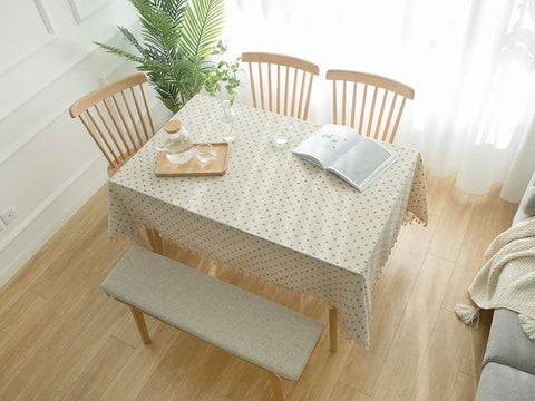 Pastoral Rectangular Linen Cotton Cloth Tablecloth Fabric Daisy Flower Printed Home Kitchen Dining Room Table Cloths Ornament