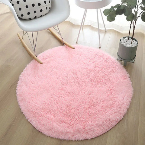 Plush Rugs Round Carpet For Living Room Sofa Foot Pad Fluffy Soft Kids Bedroom Cushion Balcony Hanging Basket Mat