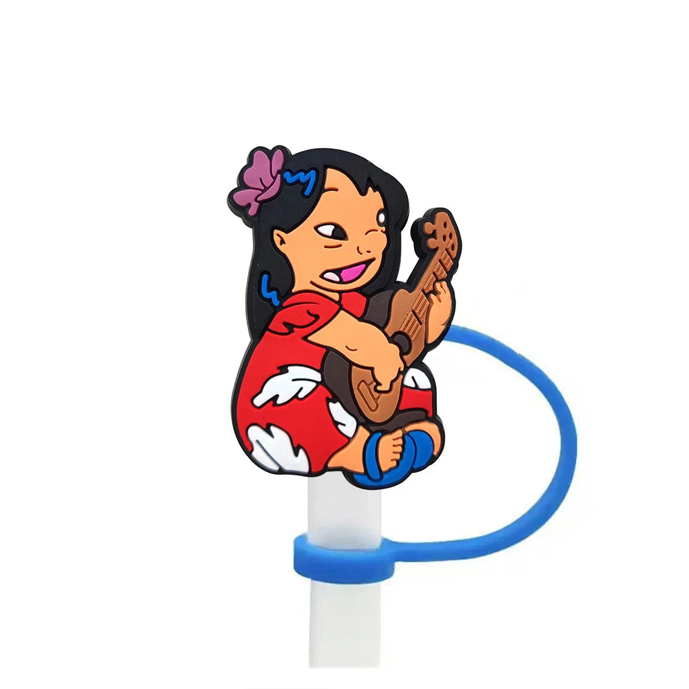 Disney Stitch Cartoon Silicone Straw Covers For Water Glass Bottle Drinking Dust Cap Straw Tip Cover Cup Accessories For 10mm