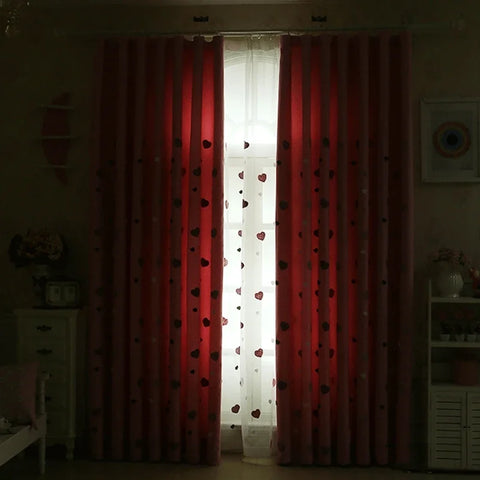 Cartoon Pink Heart Shape Blackout Curtains For Baby Girls Bedroom  Lovely Tulle For Living Room Window Treatment Drapys X-M05#30