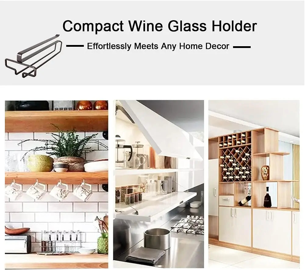 Wine Glass Holder Stemware Rack Hanger Under Cabinet Kitchen Hanging Storage Rack Organizer