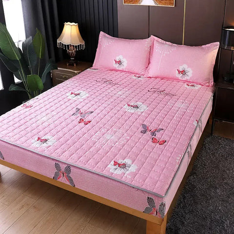 Waterproof Bed Cover Solid Color Fitted Bed Sheet With Elastic Band Anti-slip Adjustable Mattres Protector Fitted Sheet For Home