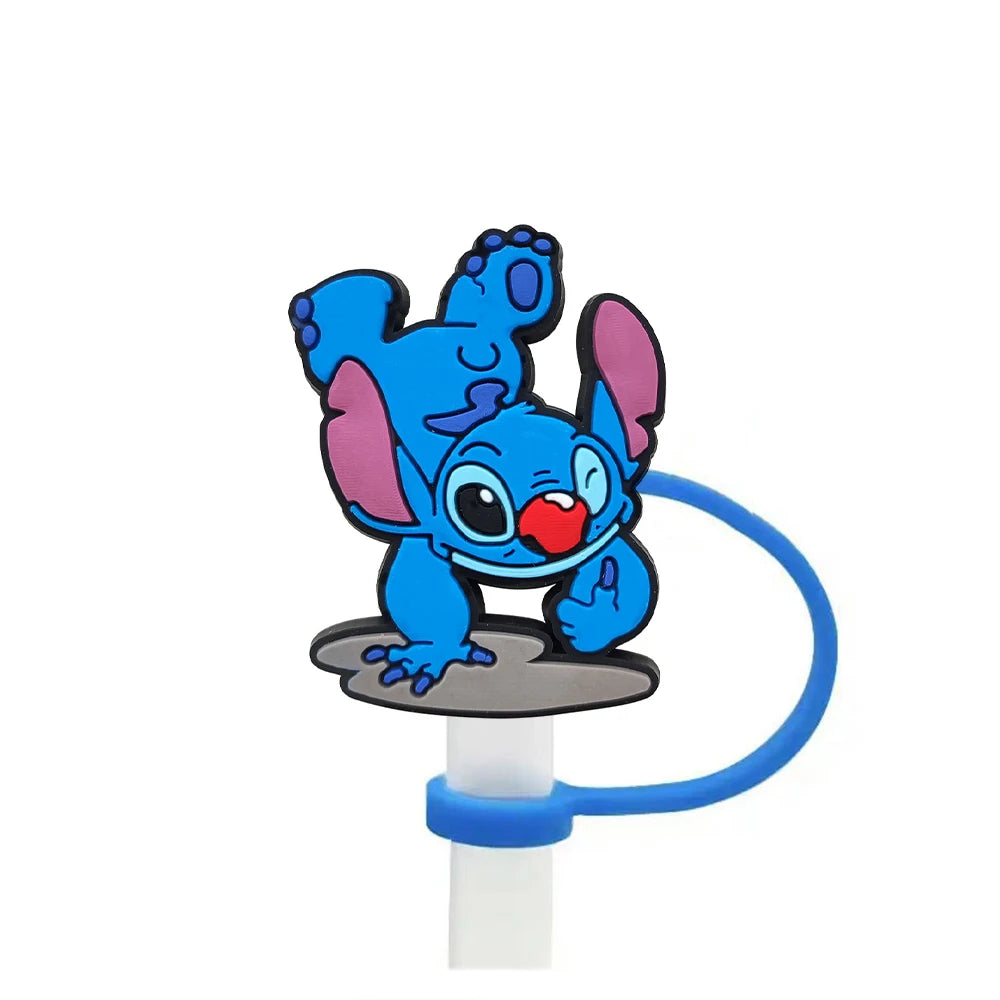 Disney Stitch Cartoon Silicone Straw Covers For Water Glass Bottle Drinking Dust Cap Straw Tip Cover Cup Accessories For 10mm