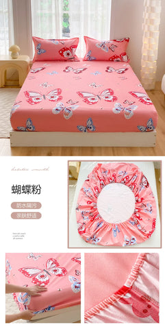 1pc Waterproof Fitted Bed Sheets Cartoon Style Single Bed Cover for Kids Queen/King sabanas cama matrimonial(without pillowcase)