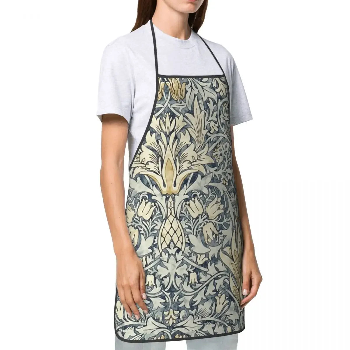 Unisex William Morris Snakeshead Pattern Bib Apron Women Men Chef Tablier Cuisine for Cooking Kitchen Vintage Textile Gardening