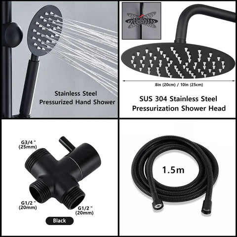 Split Rain Shower Column Set 304 Stainless Steel Shower Head Bathroom Water Connector Showers System Accessories Bathtub Faucet