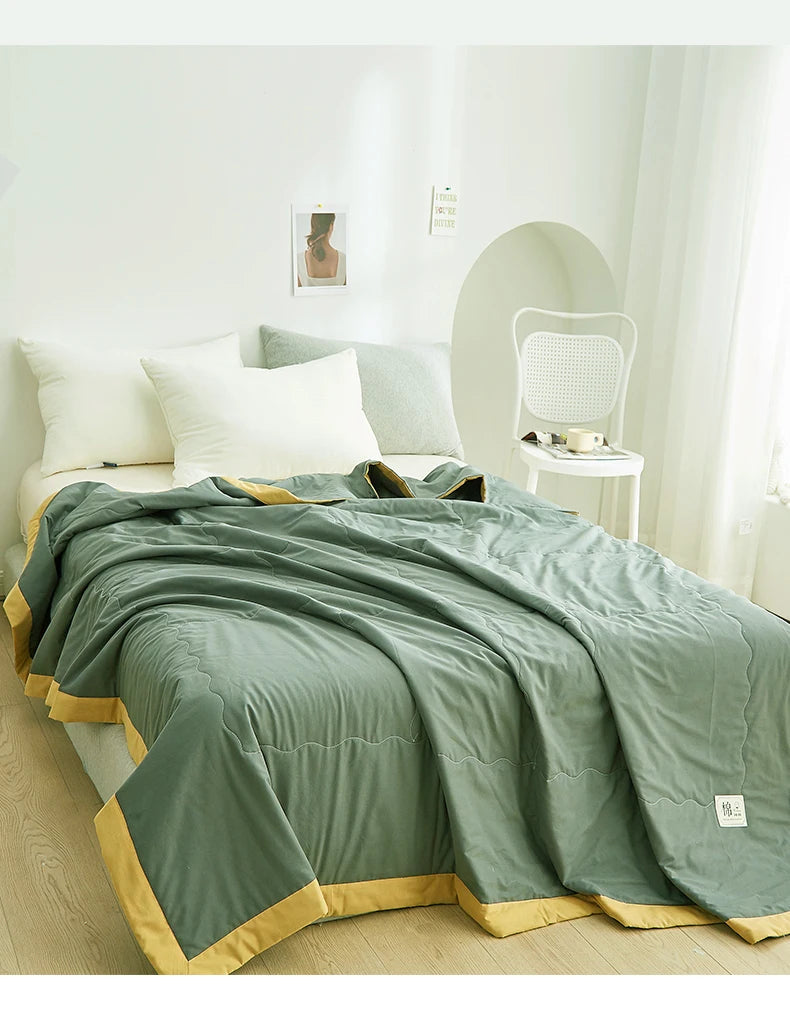 Summer Blanket 100% Cotton Inside and Outside Pure Cotton Air Conditioning Quilt Soft Skin-friendly Breathable Thin Duvet Summer