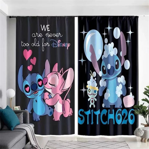 Stitch Cartoon Blackout Curtain New Digital Printed Shading Insulation Window Drapes Custom Boys Girls Kids Gifts