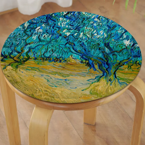 Van Gogh Nordic Printing Stool Pad Patio Home Kitchen Office Chair Seat Cushion Pads Sofa Seat 40x40cm Buttocks Pad