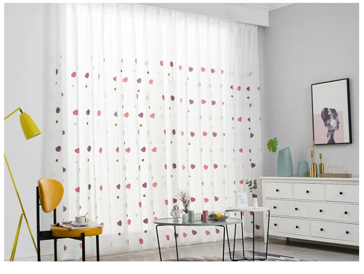 Cartoon Pink Heart Shape Blackout Curtains For Baby Girls Bedroom  Lovely Tulle For Living Room Window Treatment Drapys X-M05#30